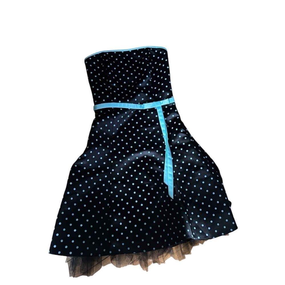 Jessica McClintock Gunne‎ Sax Women's Black and Blue polka dot pin up 50s Dress